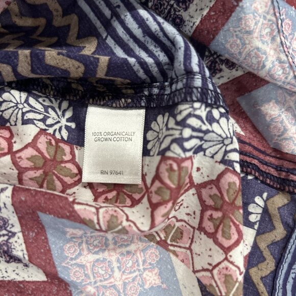 J Jill Multicolor Patchwork Print‎ 3/4 Sleeve Blouse Top - Picture 8 of 9